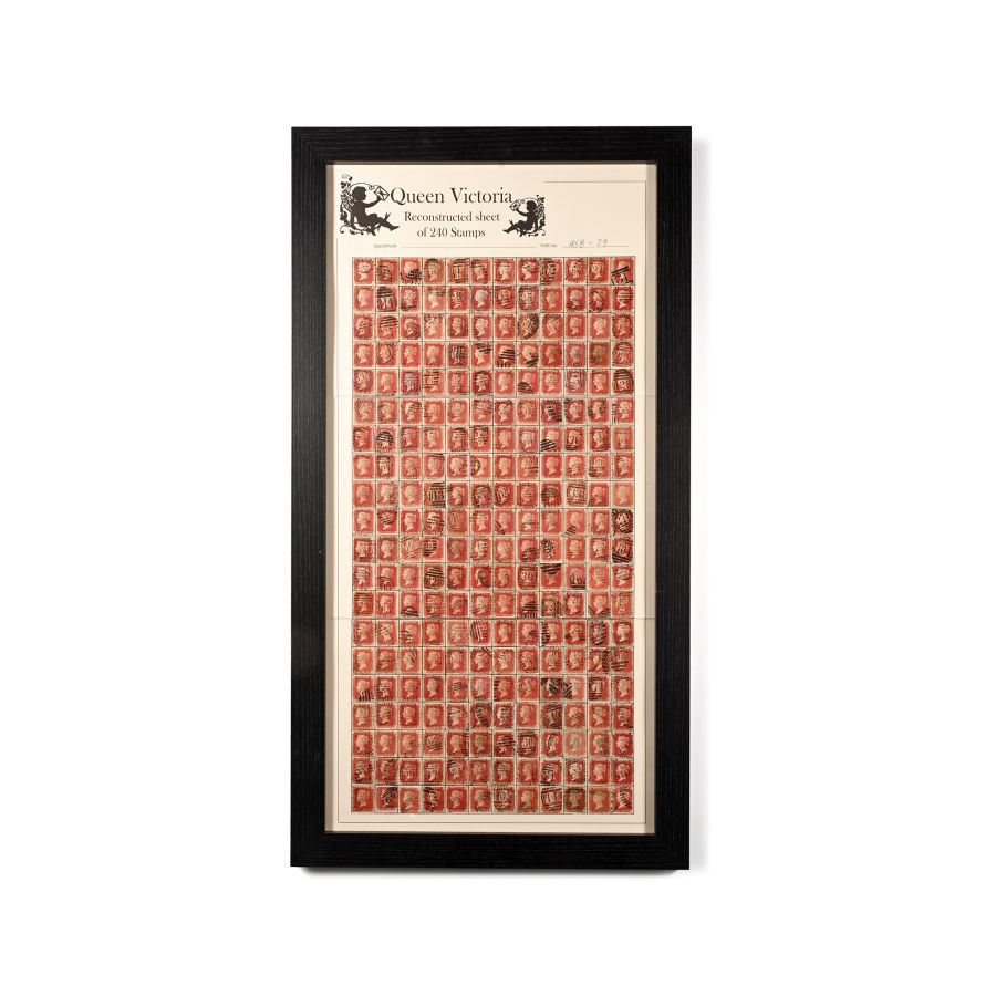 Framed Queen Victoria Penny Red Stamp Reconstructed Sheet AA - TL.