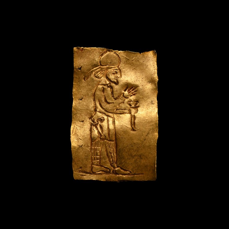 Parthian Gold Plaque with Engraved Figure