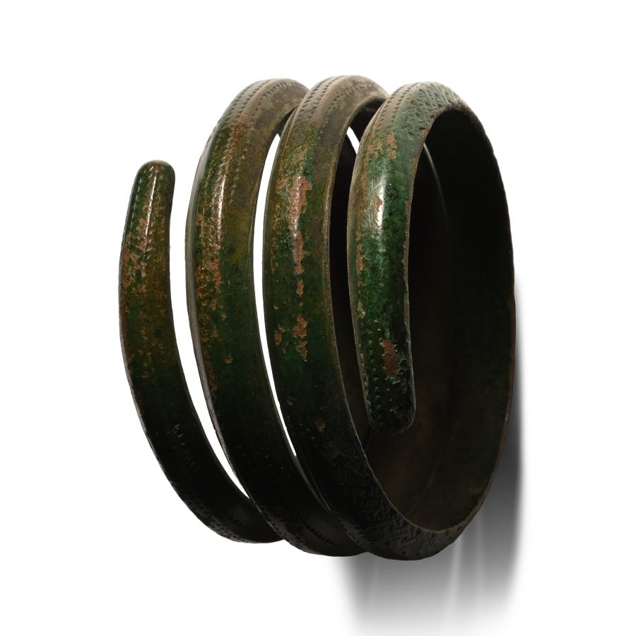 Viking Bronze Decorated Arm Bangle