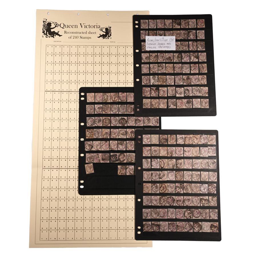 Queen Victoria One Penny Violet Stamp Group.
