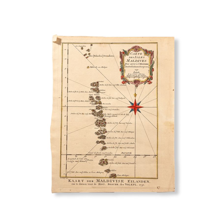 Map Carte des Isles Maldives by Jacques Bellin