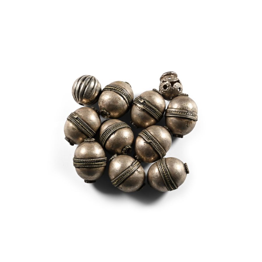 Western Asiatic Silver-Coloured Metal Bead Group