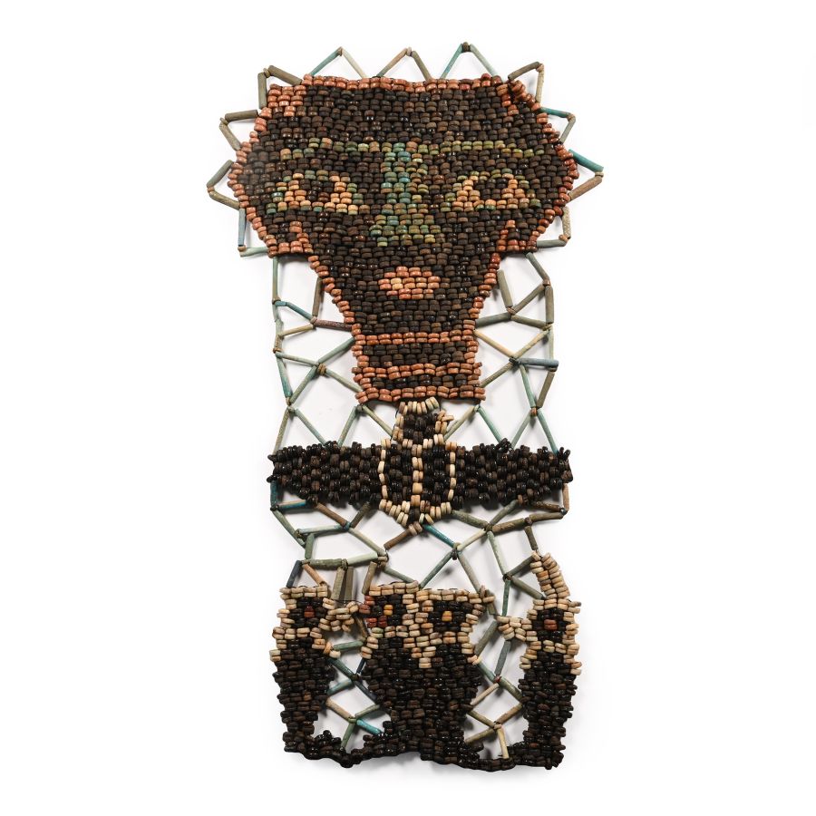 Egyptian Faience Mummy Bead Face Mask with Sons of Horus