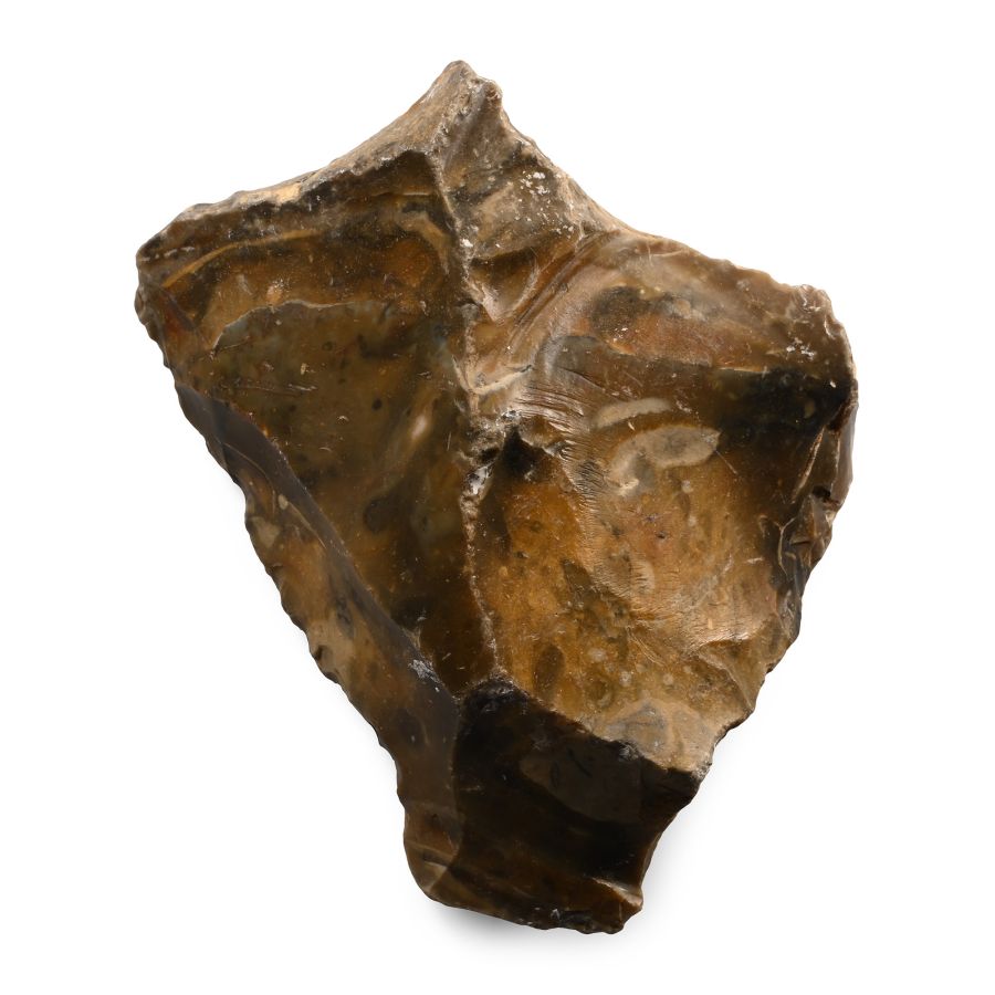 Large Stone Age Clactonian Twydall Heavy Flint Cleaver on Flake