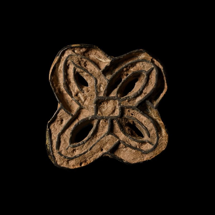 West Central Asian Bronze Stamp Seal Matrix with Rosette Cross