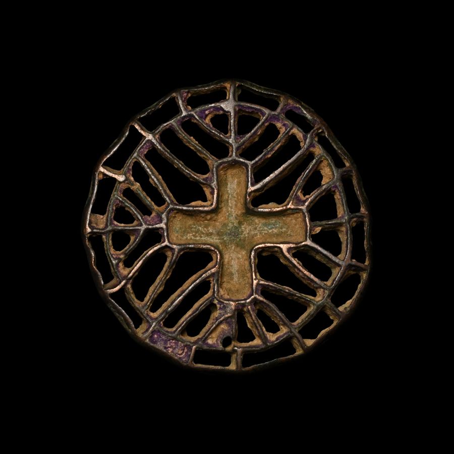 West Central Asian Bronze Stamp Seal Matrix with Greek Cross