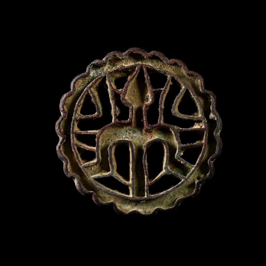Very Large West Central Asian Bronze Stamp Seal Matrix with Standing Figure