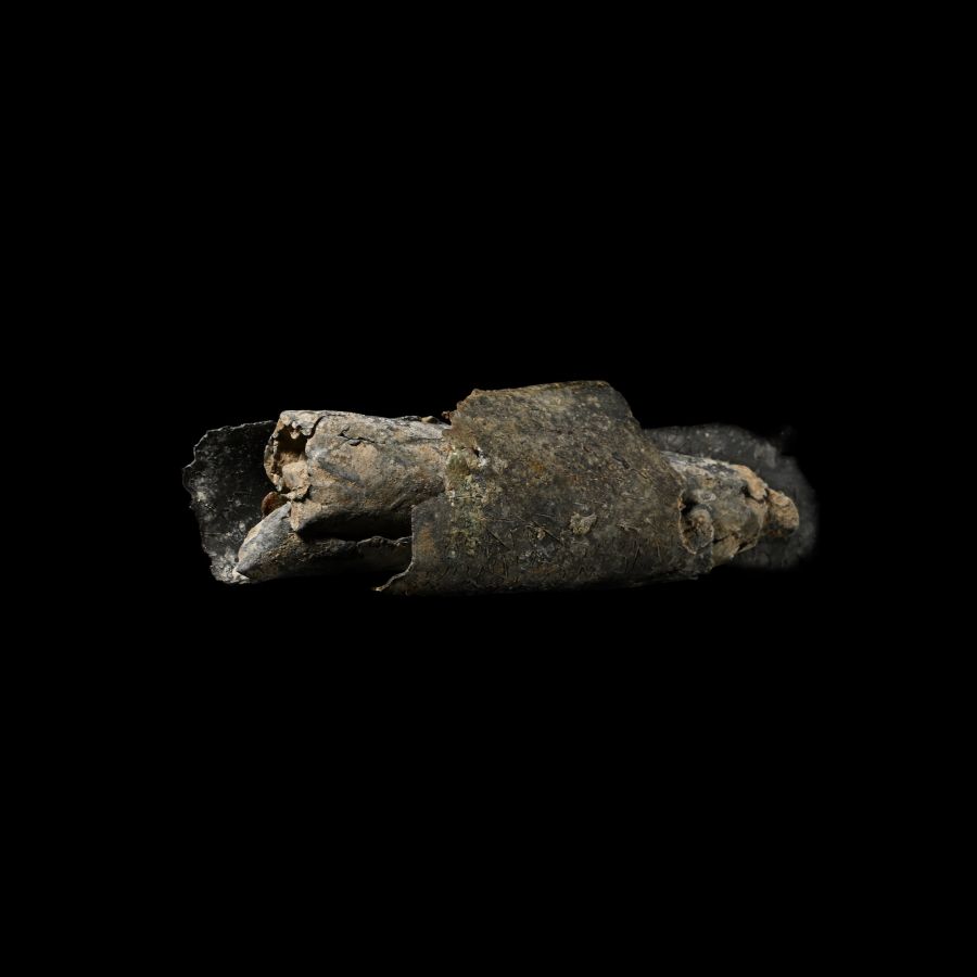 Western Asiatic Unopened Lead Scroll with Case Fragments