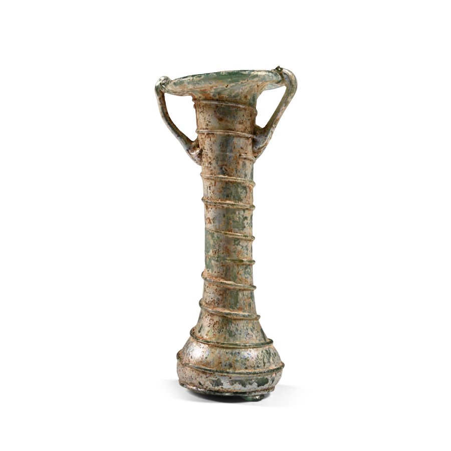 Roman Iridescent Glass Cosmetic Flask with Spiral Trail