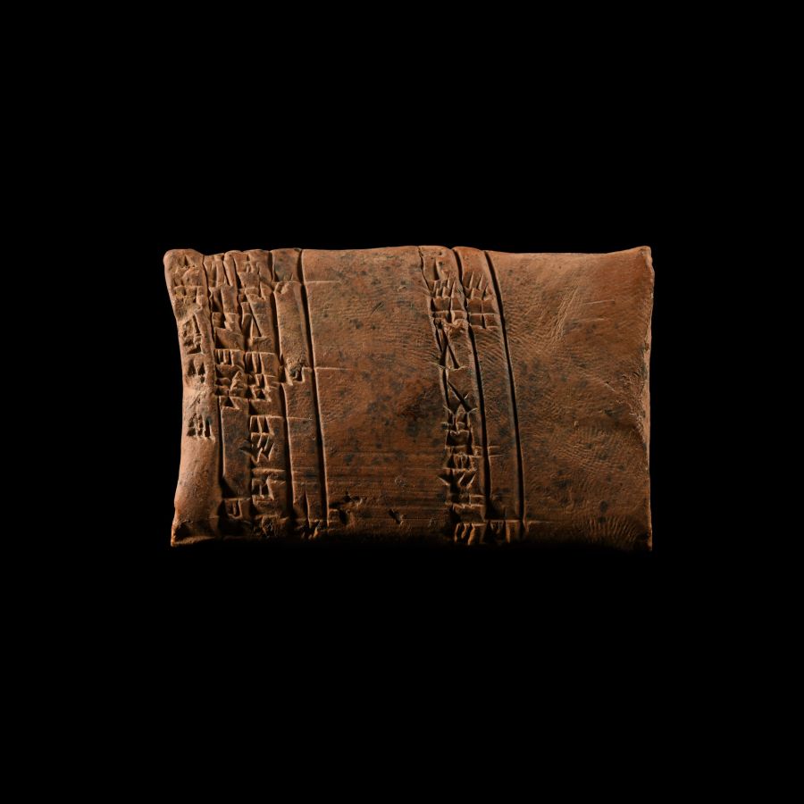 Old Babylonian Administrative Terracotta Tablet Noting a Fall from the City Wall of Isin