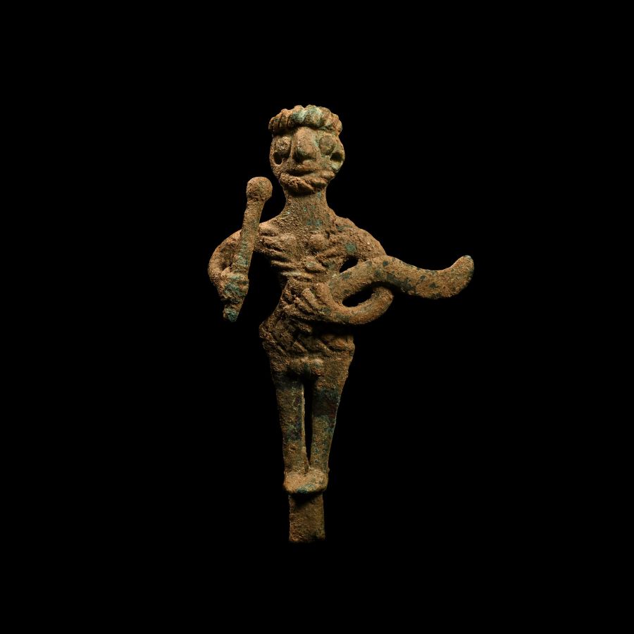 Canaanite Bronze Bearded Warrior God Holding Mace