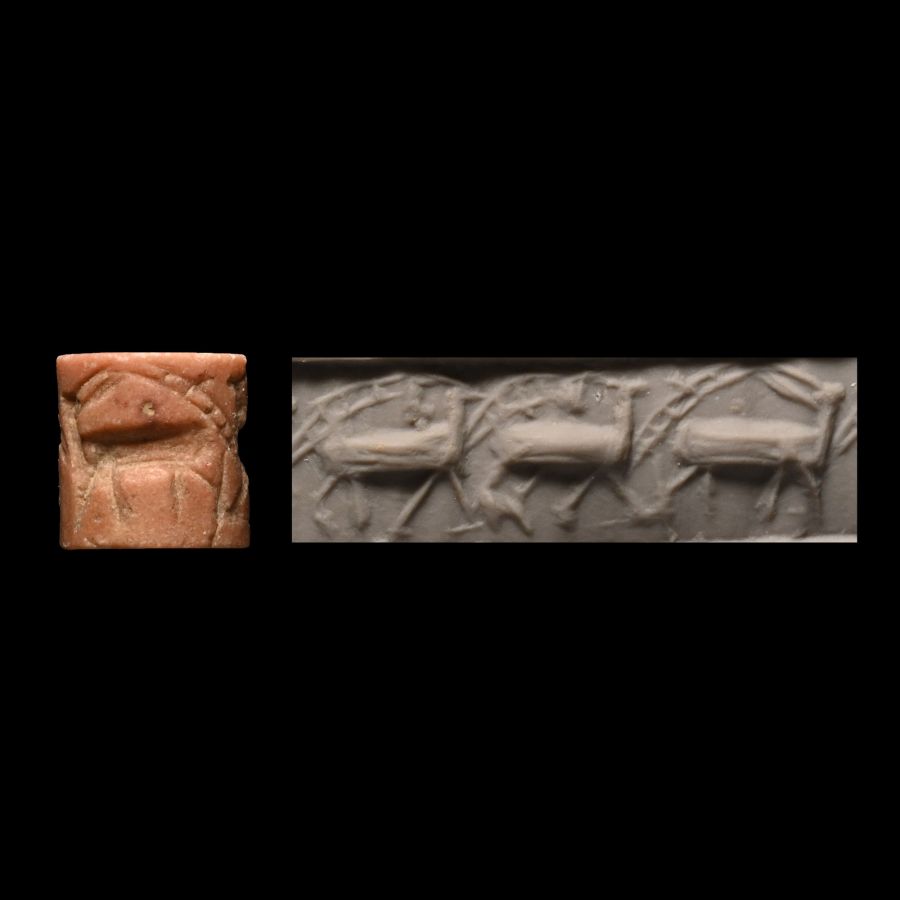 Sumerian Pink Stone Cylinder Seal