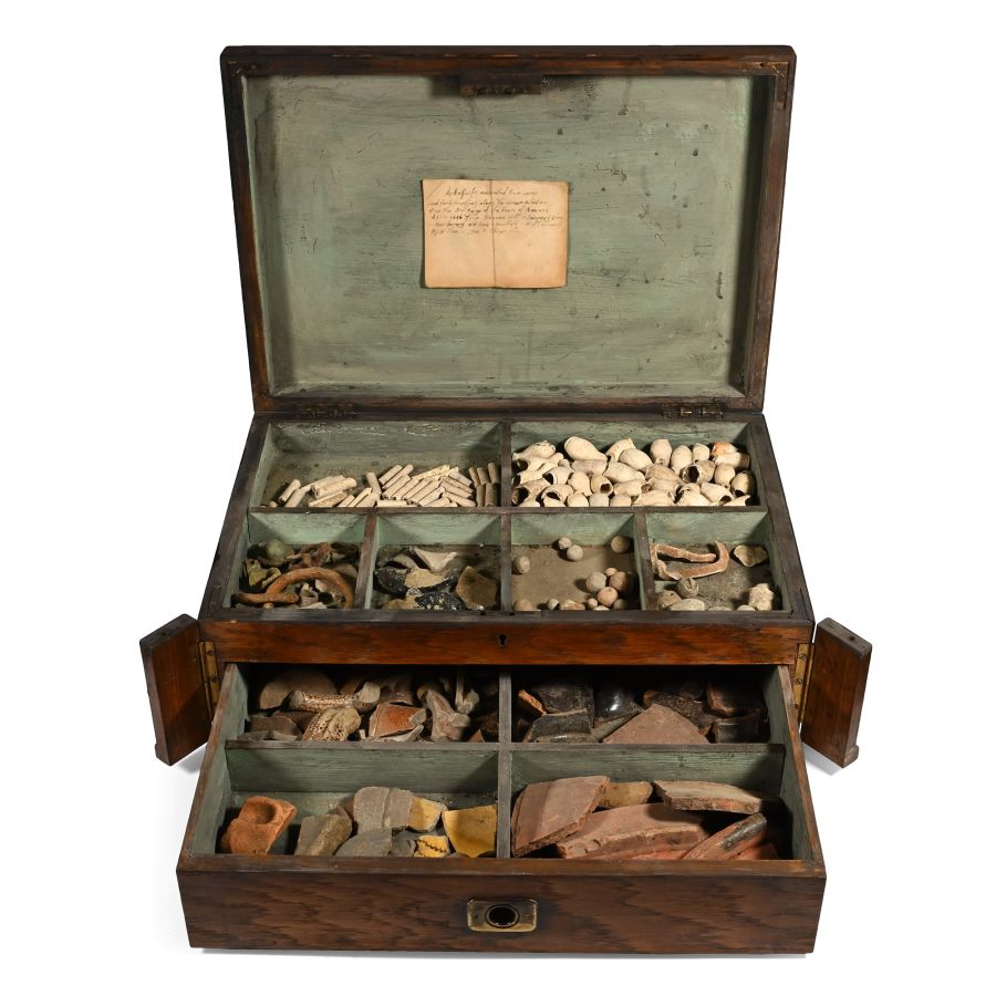 Cased Collection of Civil War and Other Artefacts from Excavations at Newark and Leicester Siege Sites