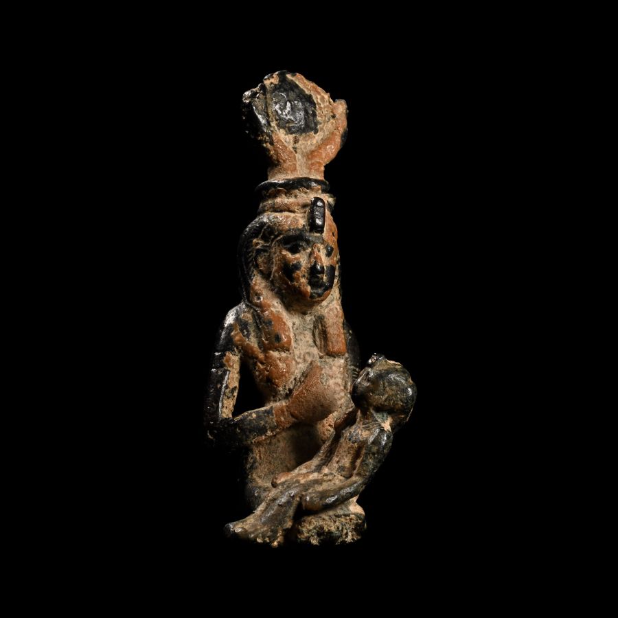 Egyptian Bronze Figure of Isis and Horus