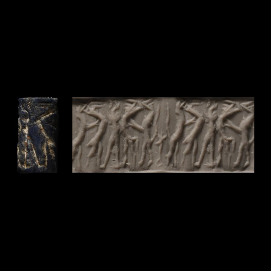 Old Babylonian Lapis Lazuli Cylinder Seal with Animals