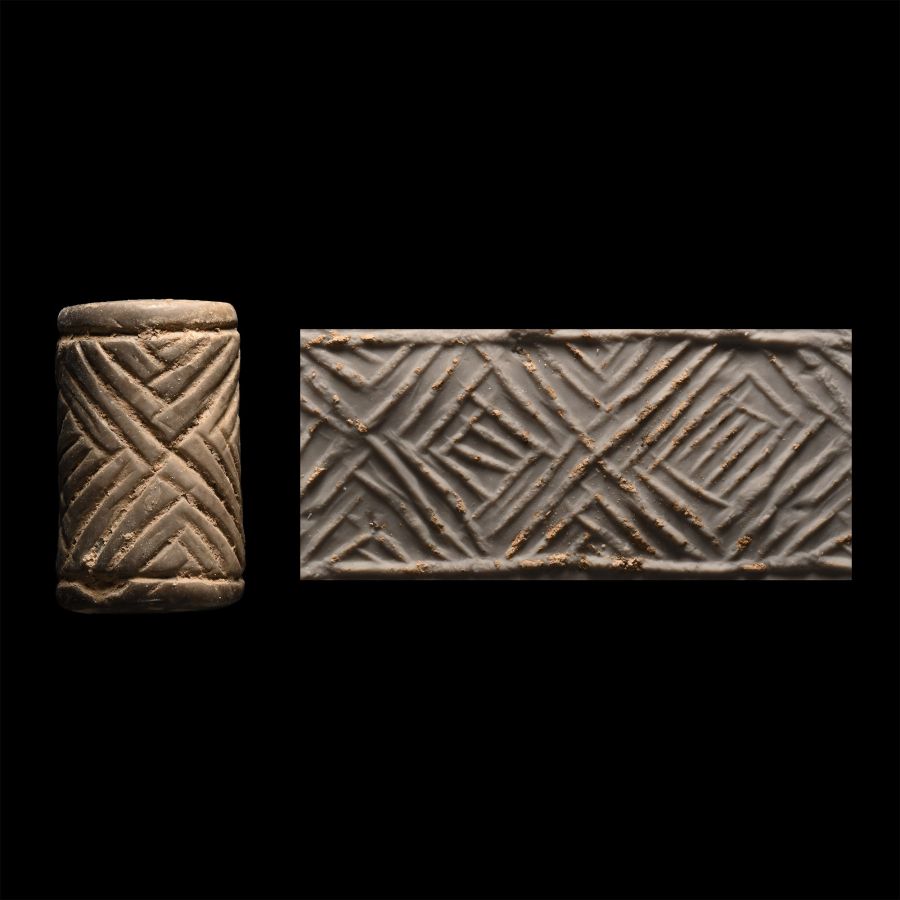 Proto-Sumerian Limestone Geometric Cylinder Seal