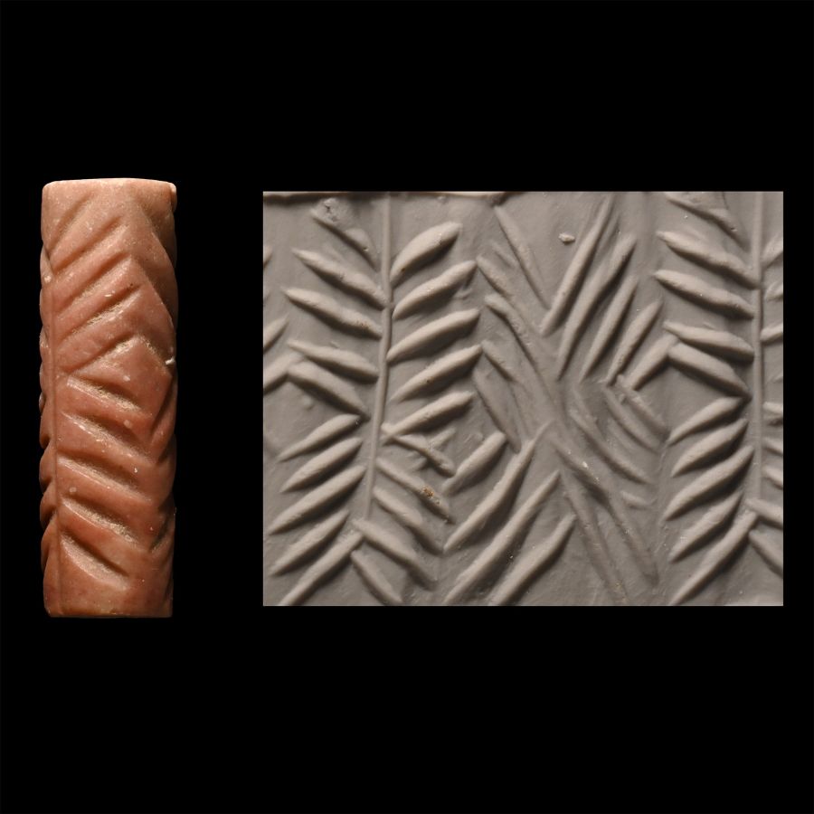 Proto-Sumerian Pink Limestone Cylinder Seal