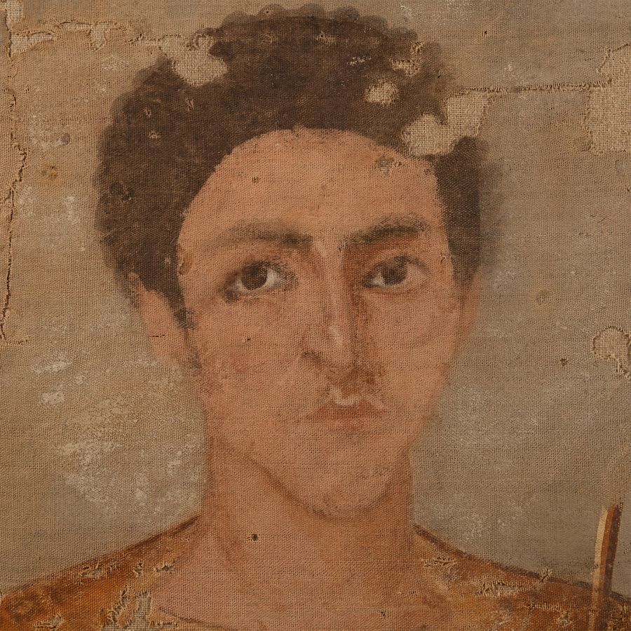 Romano-Egyptian Painted Portrait on Linen