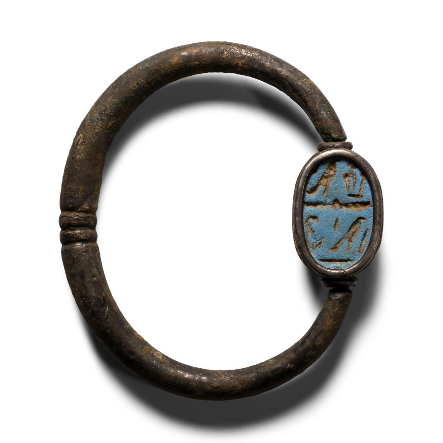 Etruscan Silver Bracelet with Mounted Scarab