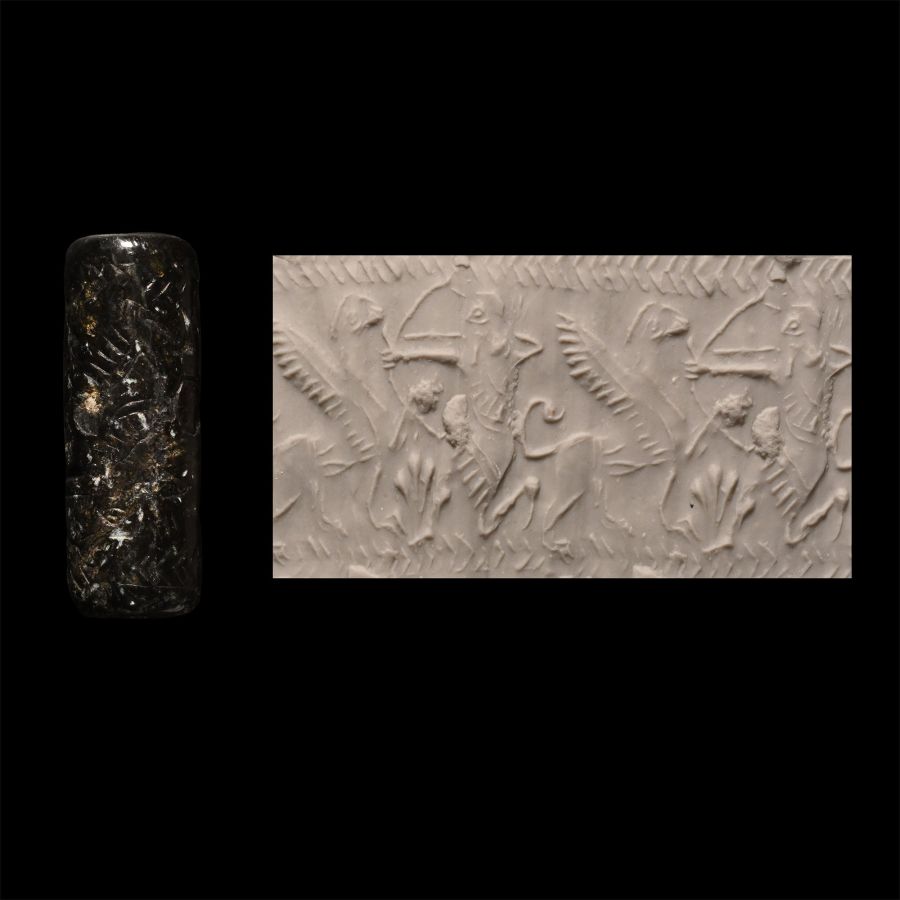 Neo-Assyrian Cylinder Seal with Combat Scene