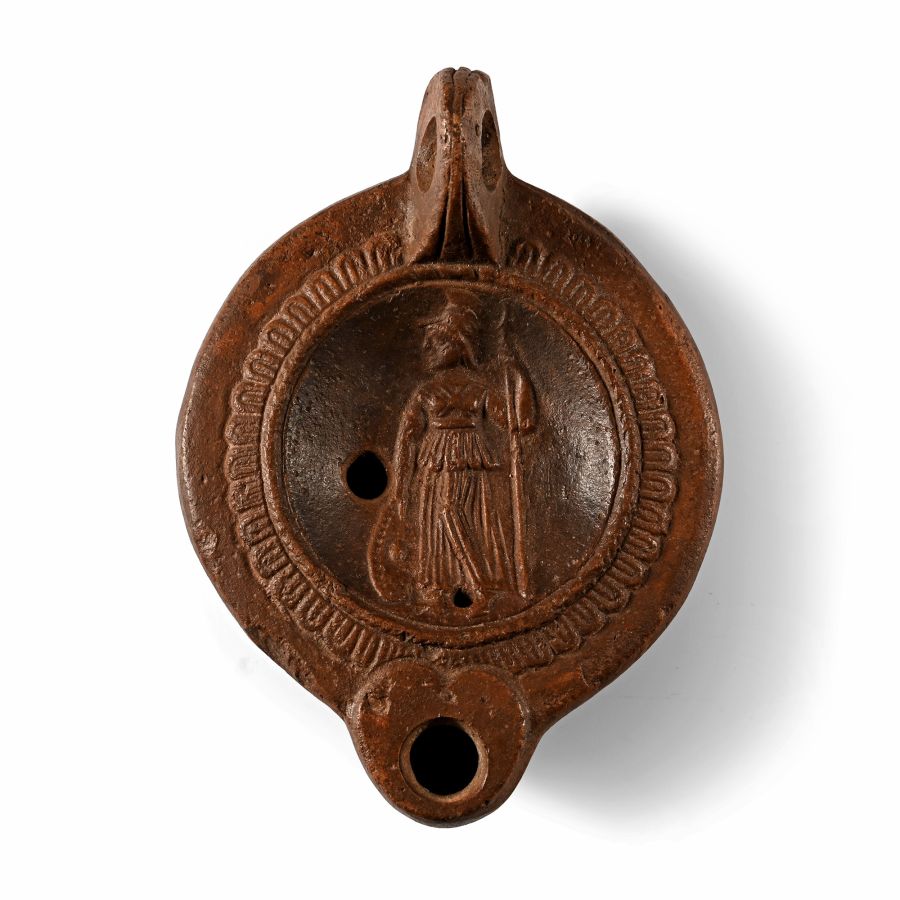 Roman Terracotta Lamp with Minerva