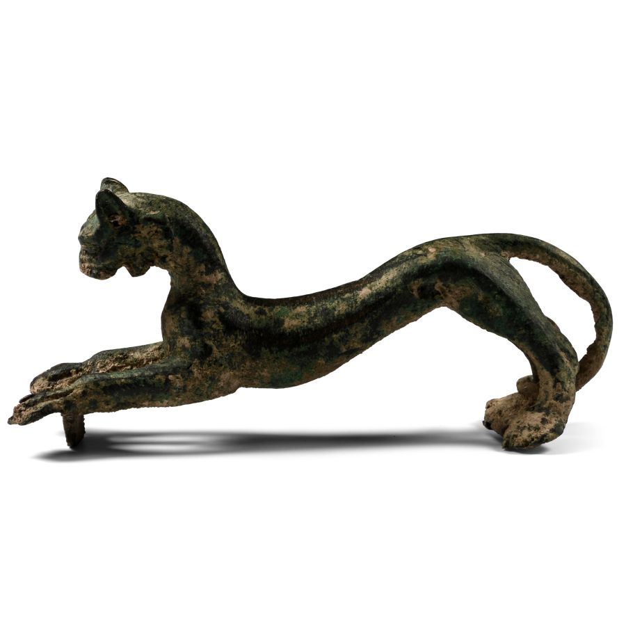 Bronze Handle of a Leaping Panther