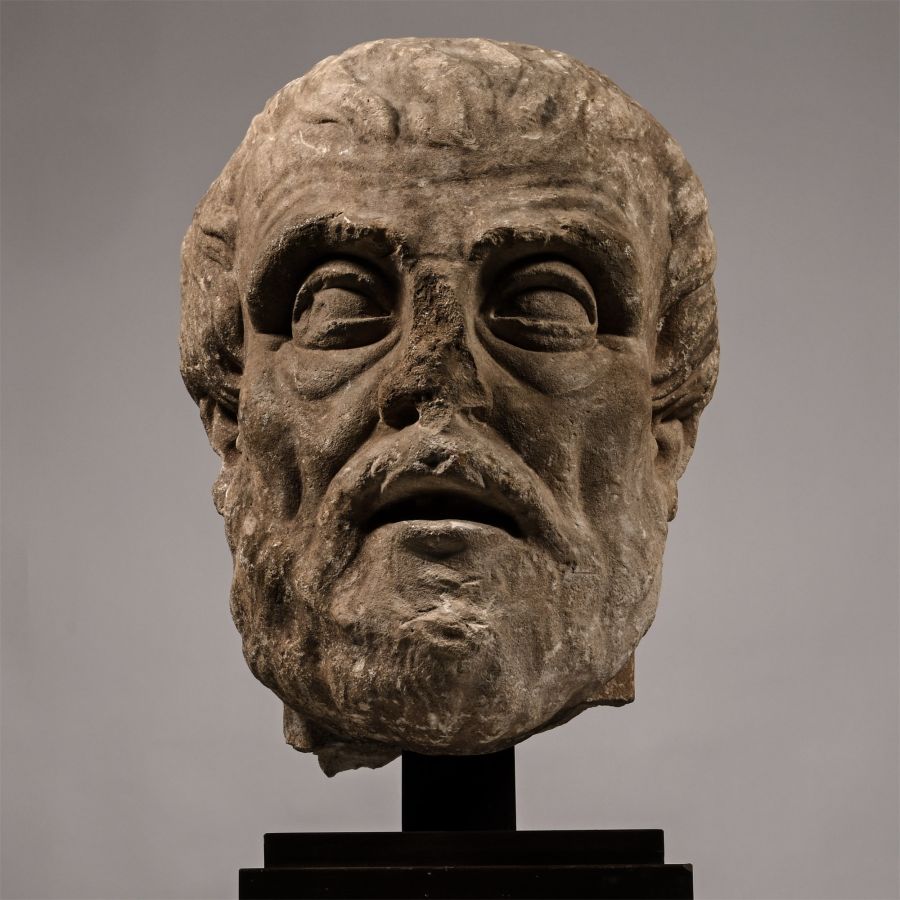Monumental Marble Head of a Greek Philosopher