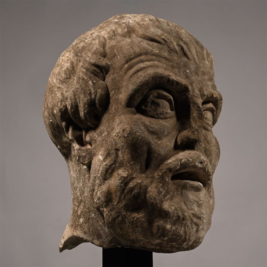Monumental Marble Head of a Greek Philosopher