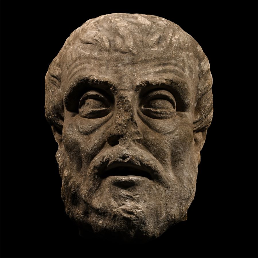 Monumental Marble Head of a Greek Philosopher