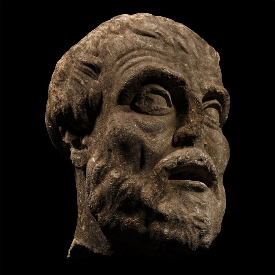 Monumental Marble Head of a Greek Philosopher