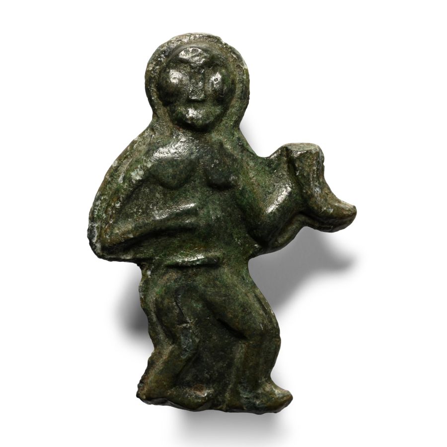 Scandinavian Pre-Viking Bronze Patrix Die with God and Drinking Horn