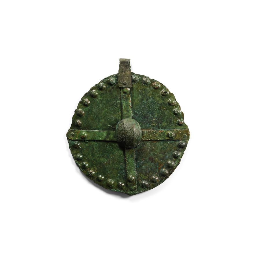Large Scandinavian Viking Bronze Shield Pendant
