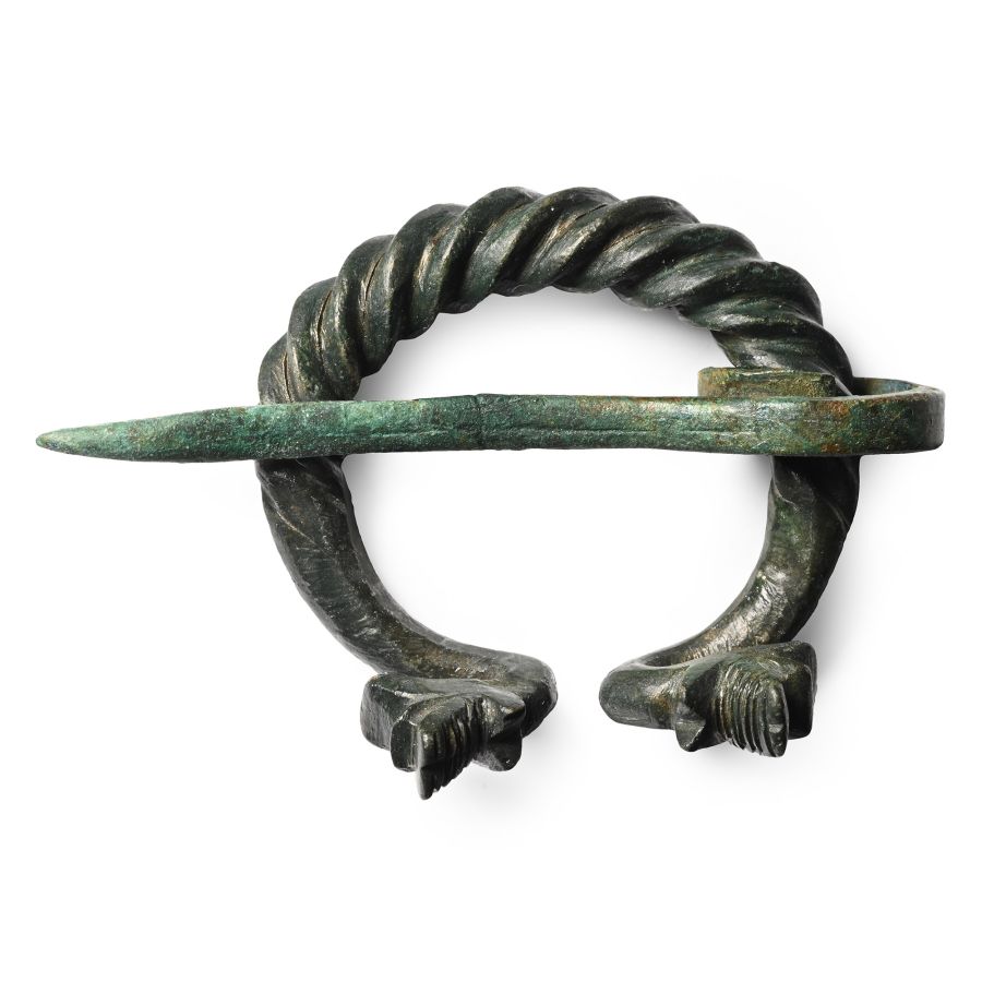 Viking Age Bronze Penannular Brooch with Dragon's Heads