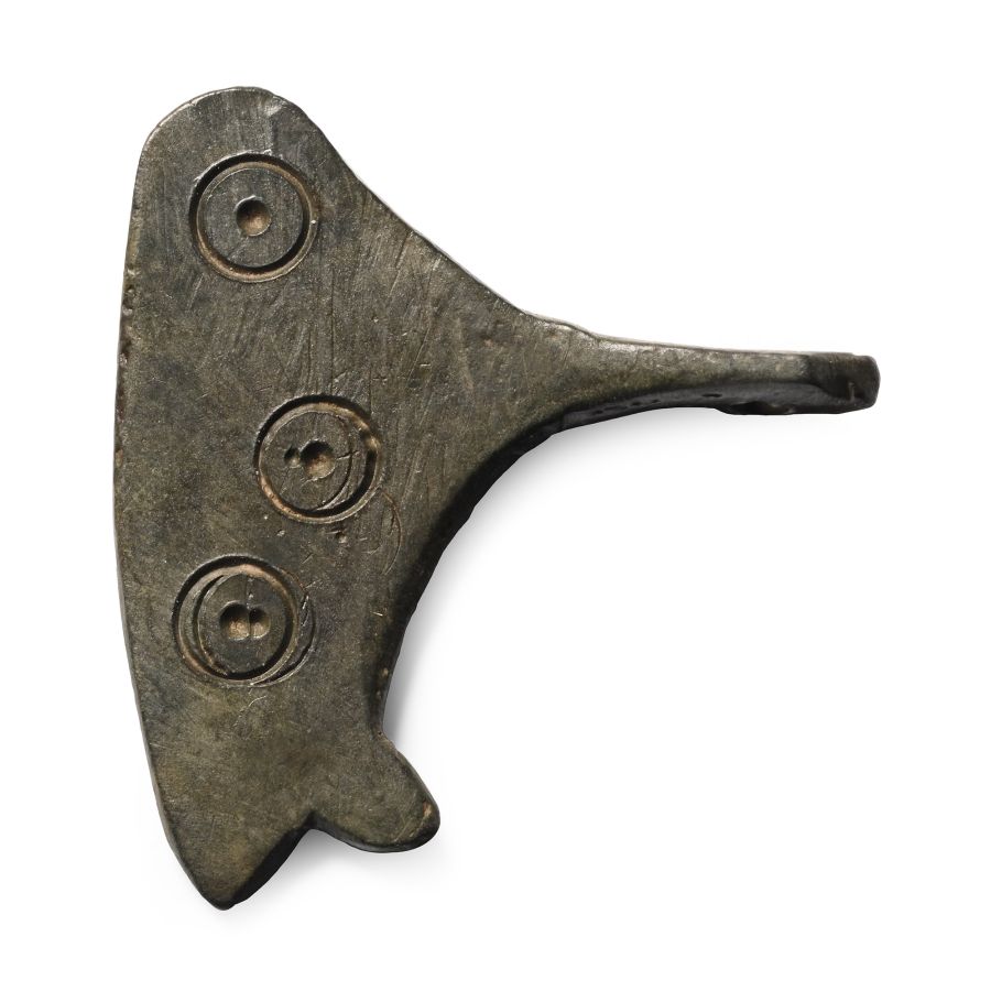 Viking Age Bronze Broad Axehead Pendant with Ring-and-Dot Decoration