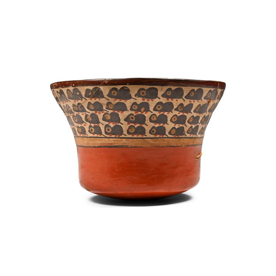 Pre Columbian Polychrome Cup with Rows of Mice