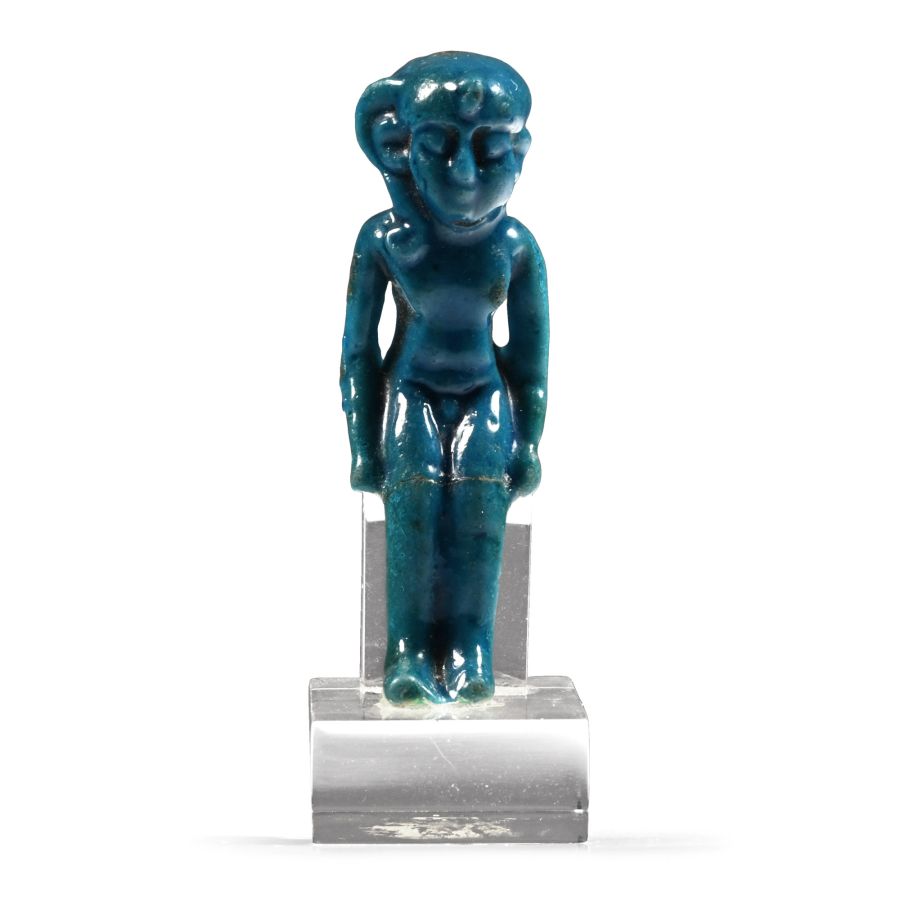 Egyptian Turquoise Glazed Seated Harpocrates