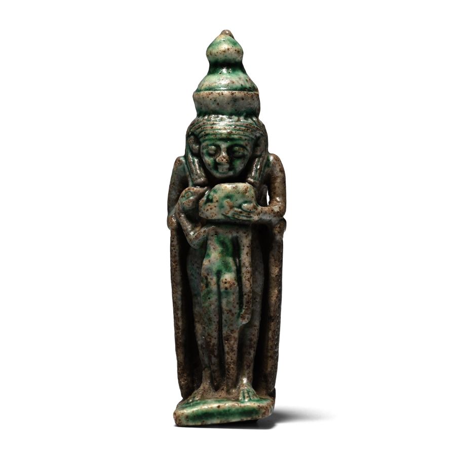 Egyptian Green Glazed Steatite Syncretic Amulet of Mut