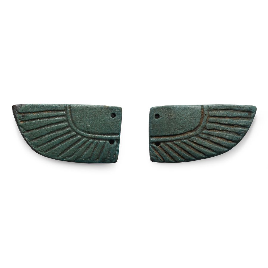 Egyptian Faience Scarab Wing Pair
