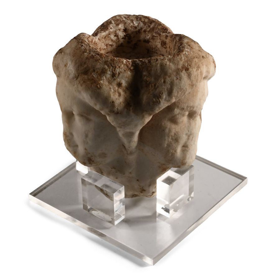 Roman Marble Altar Top with Three Heads of Hekate