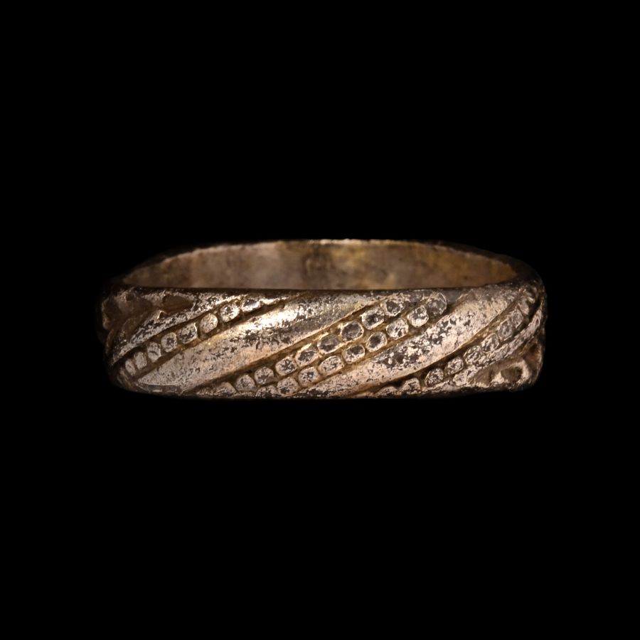 Medieval Silver-Gilt Iconographic Ring with Saints