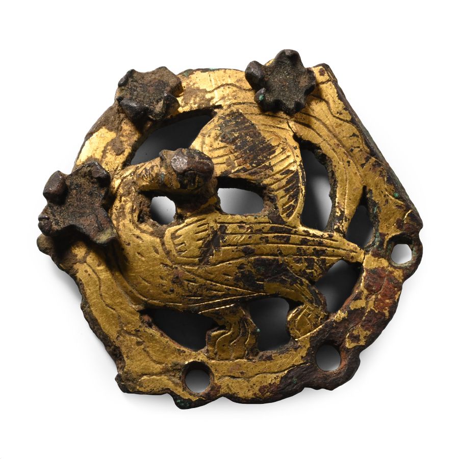 Ordos Gilt Bronze Mount with Bird