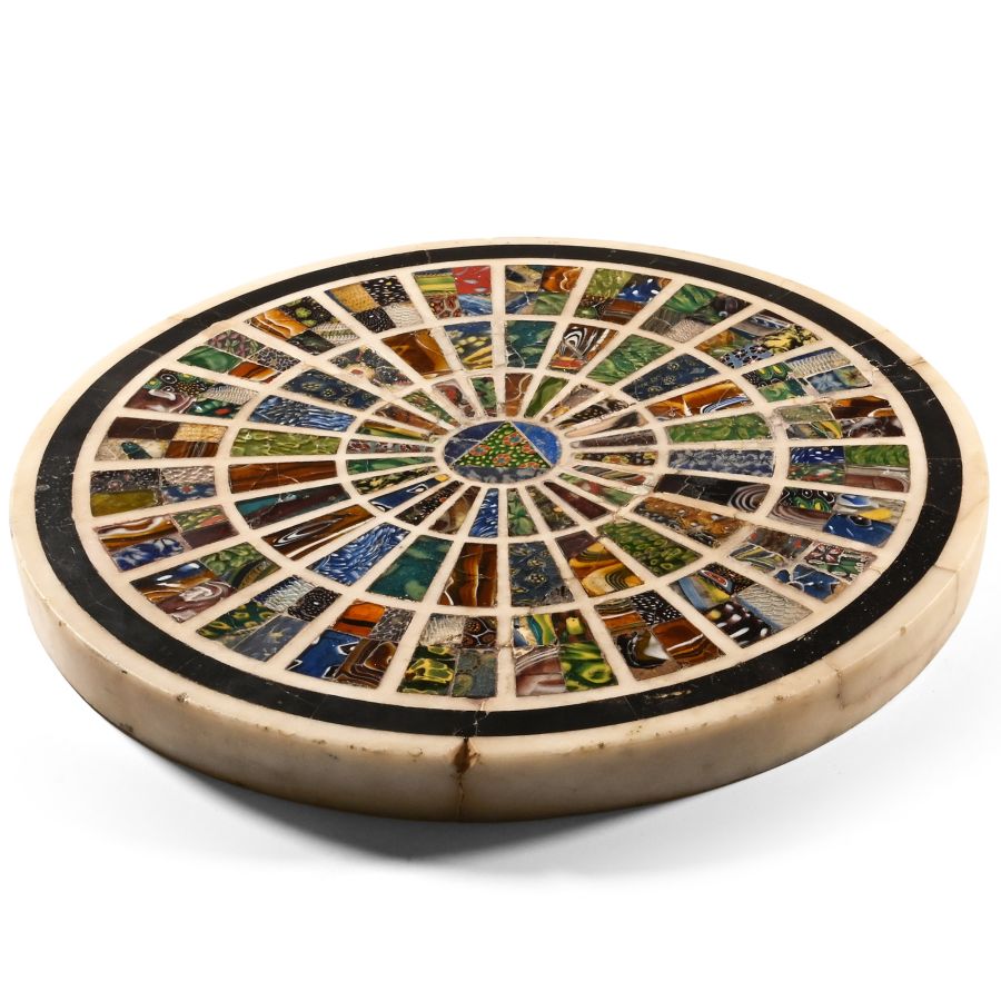 Roman Polychrome Mosaic Glass Set into a Marble Table Top