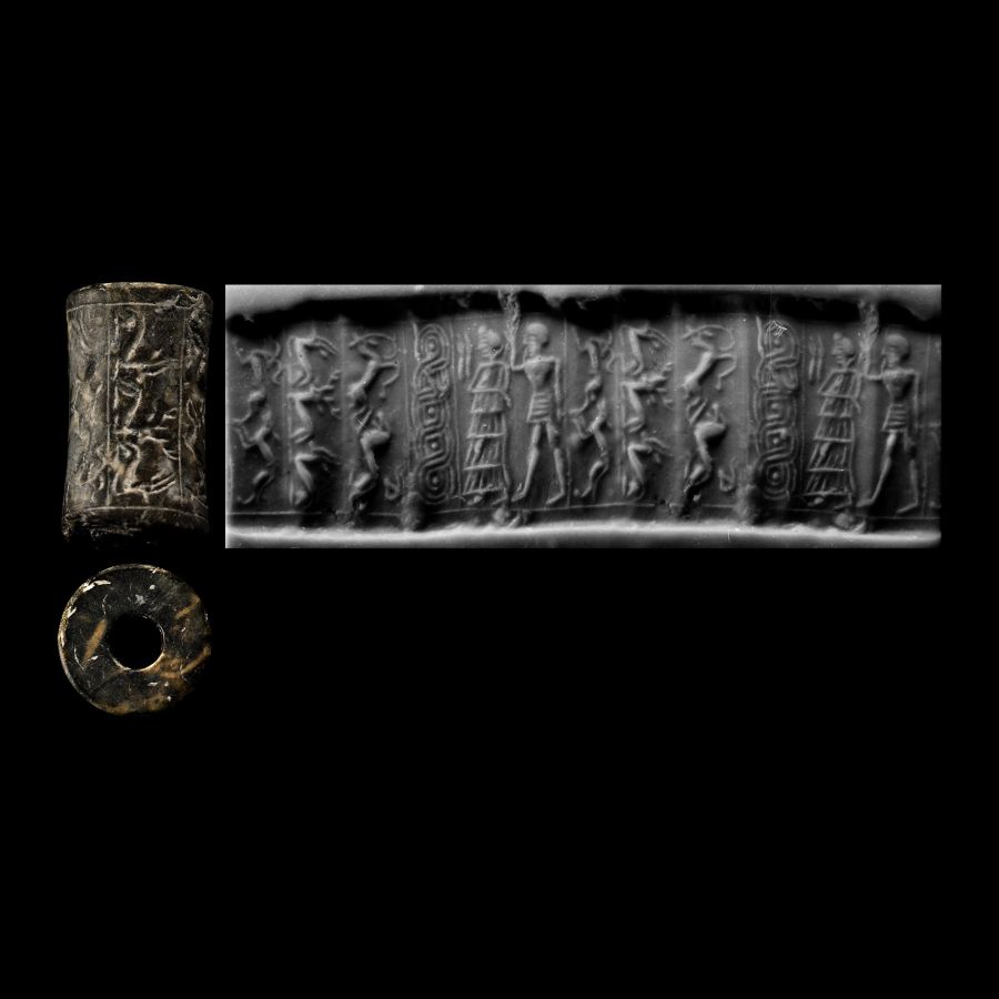 Syrian Stone Cylinder Seal with Figure Wearing Kilt