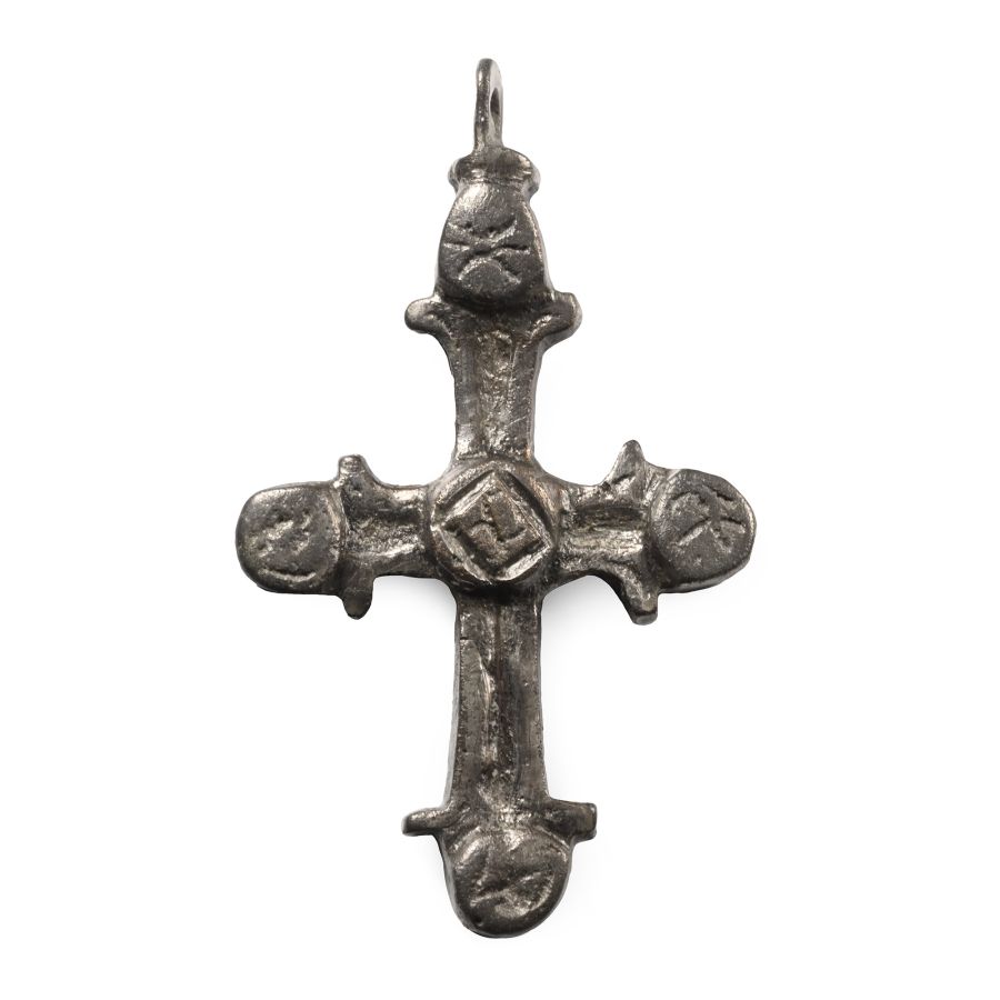 Byzantine Tinned Bronze Cross Pendant