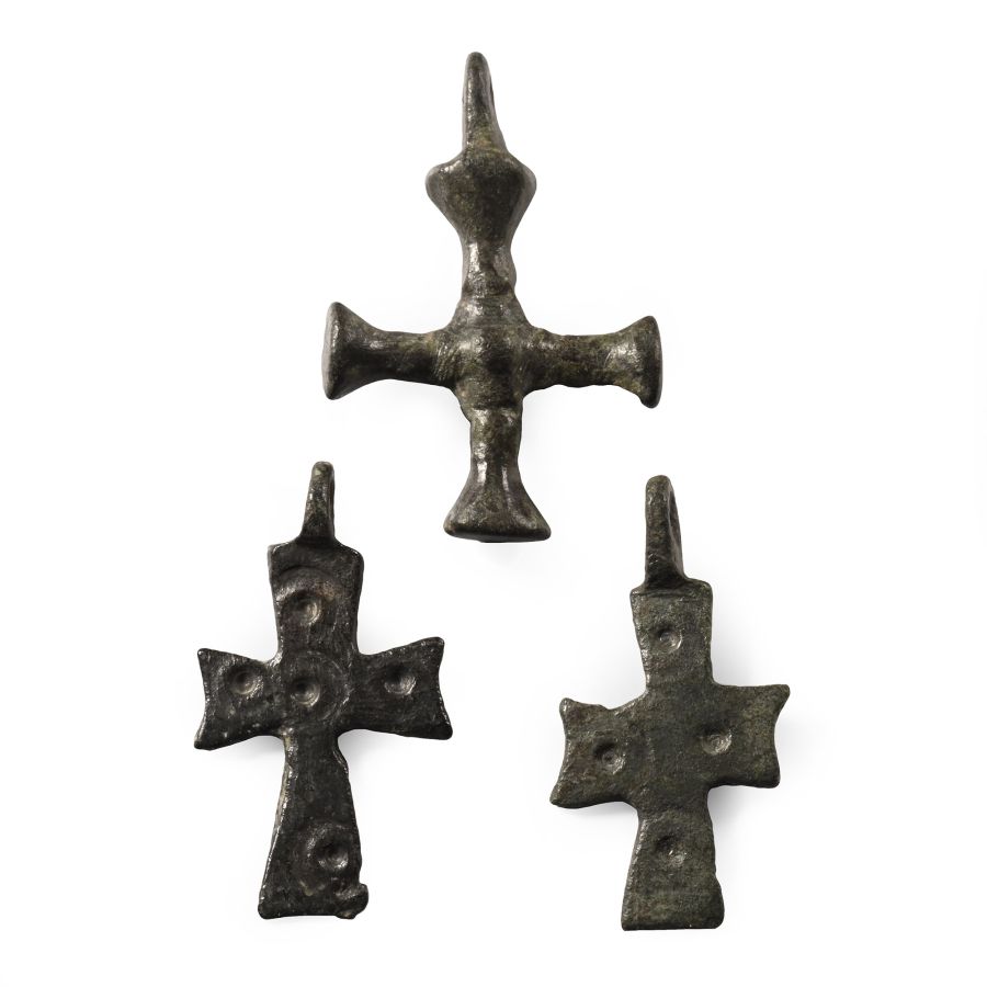 Byzantine Bronze Cross Pendant Group