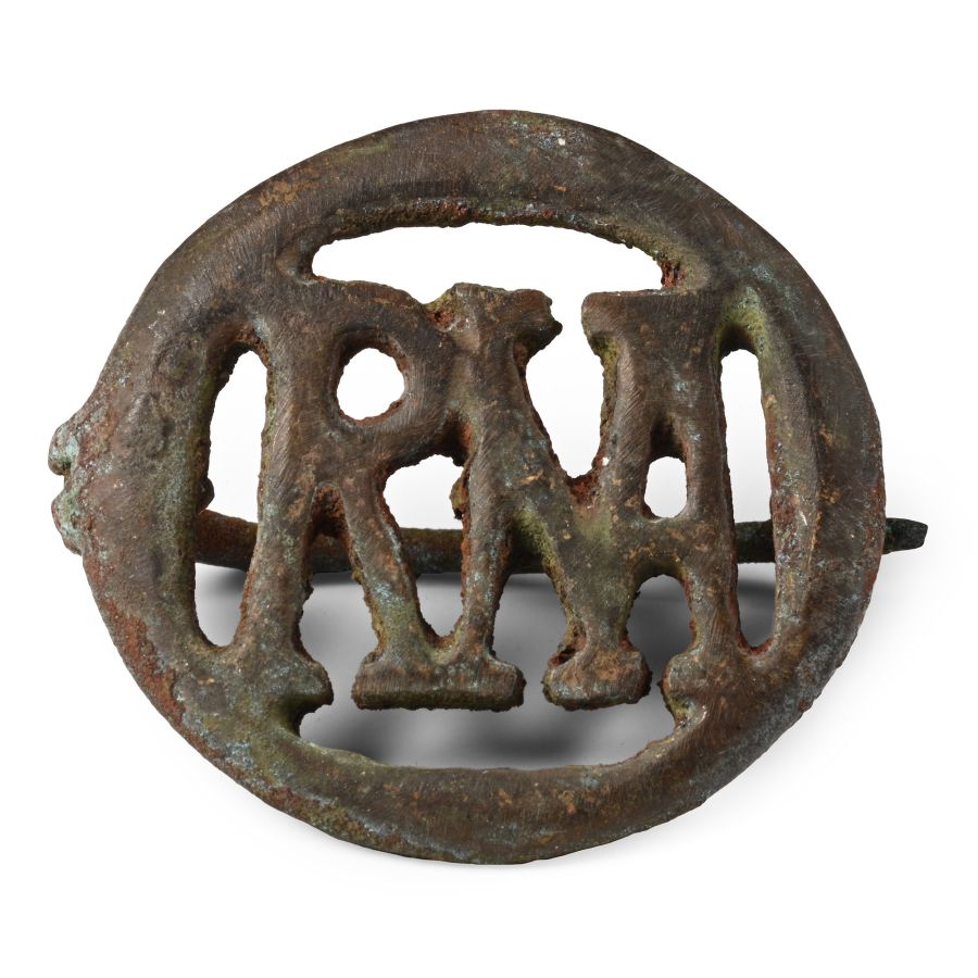 Roman Bronze ROMA Openwork Brooch