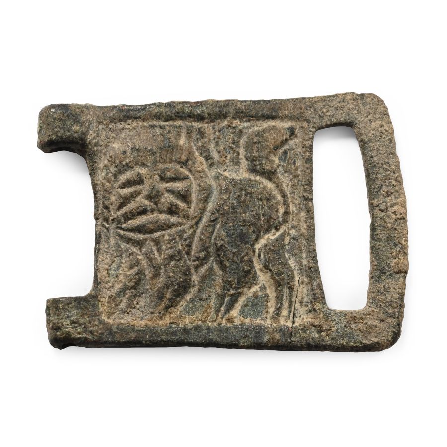 Medieval Bronze Belt Plate with Lion