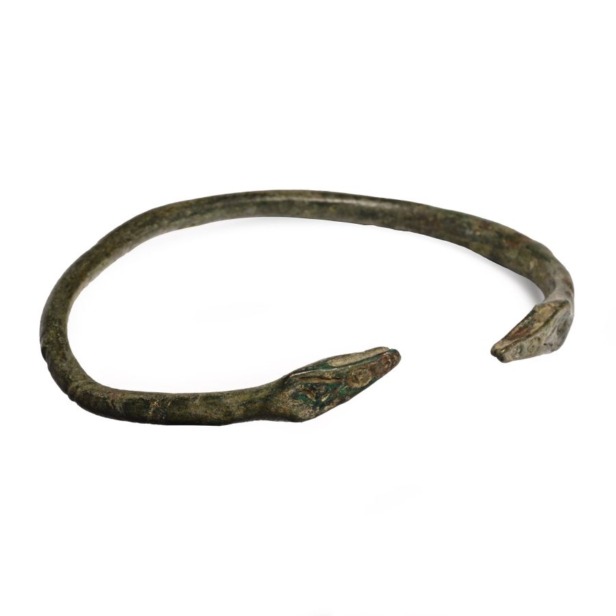 Late Roman Bronze Bracelet with Snake-Heads