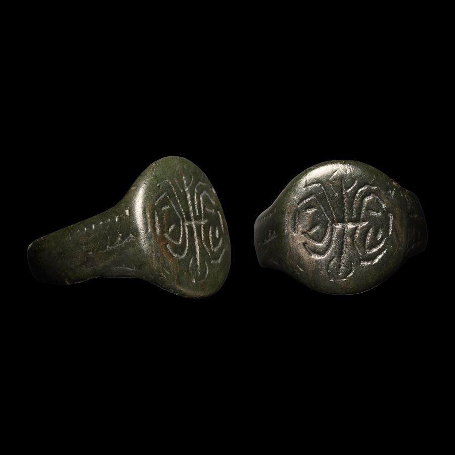 Medieval Bronze Decorated Ring