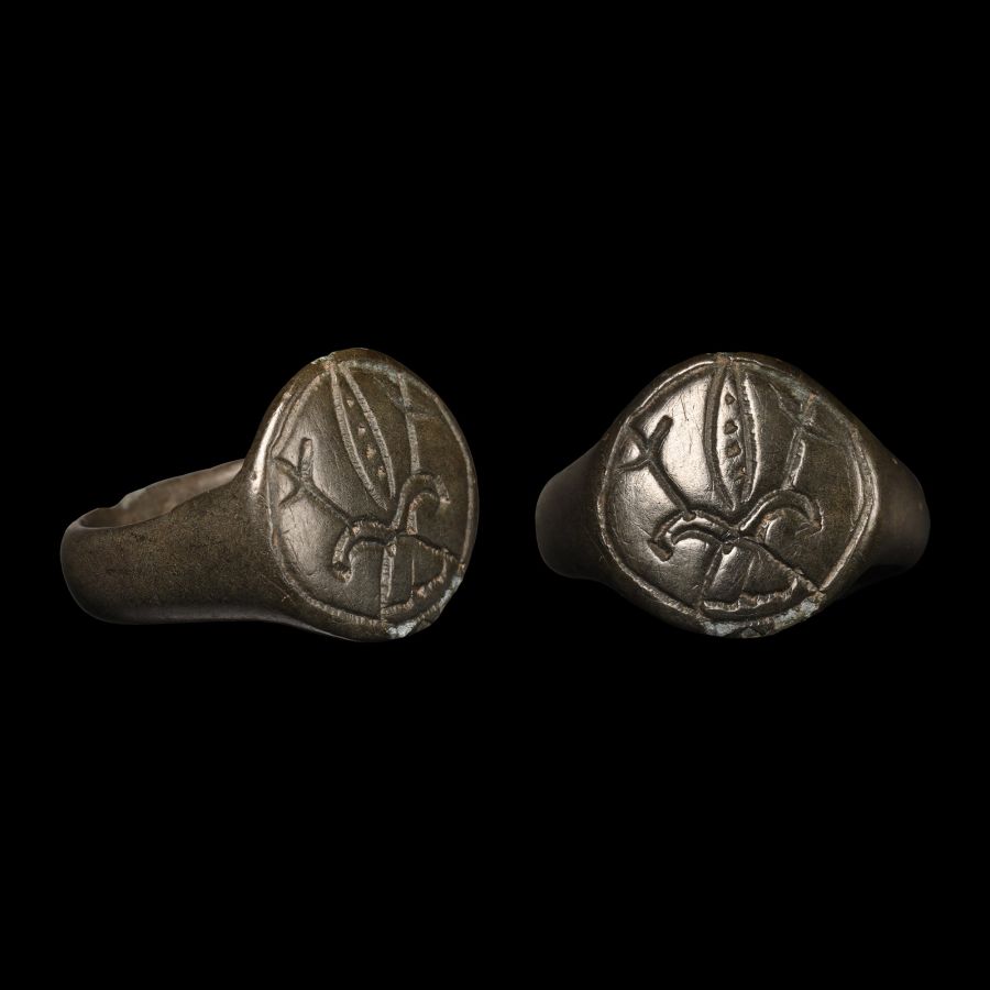 Medieval Bronze Ring with Armorial Design